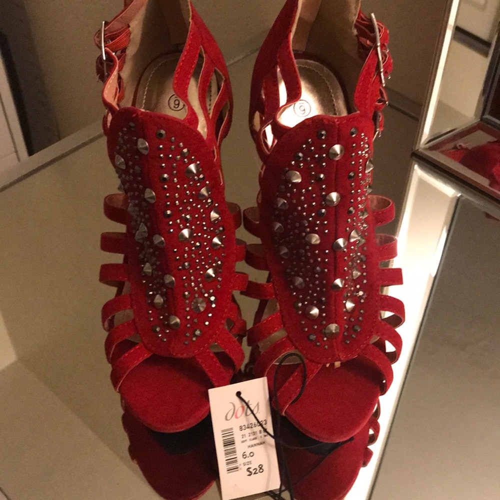 Red platform shoes